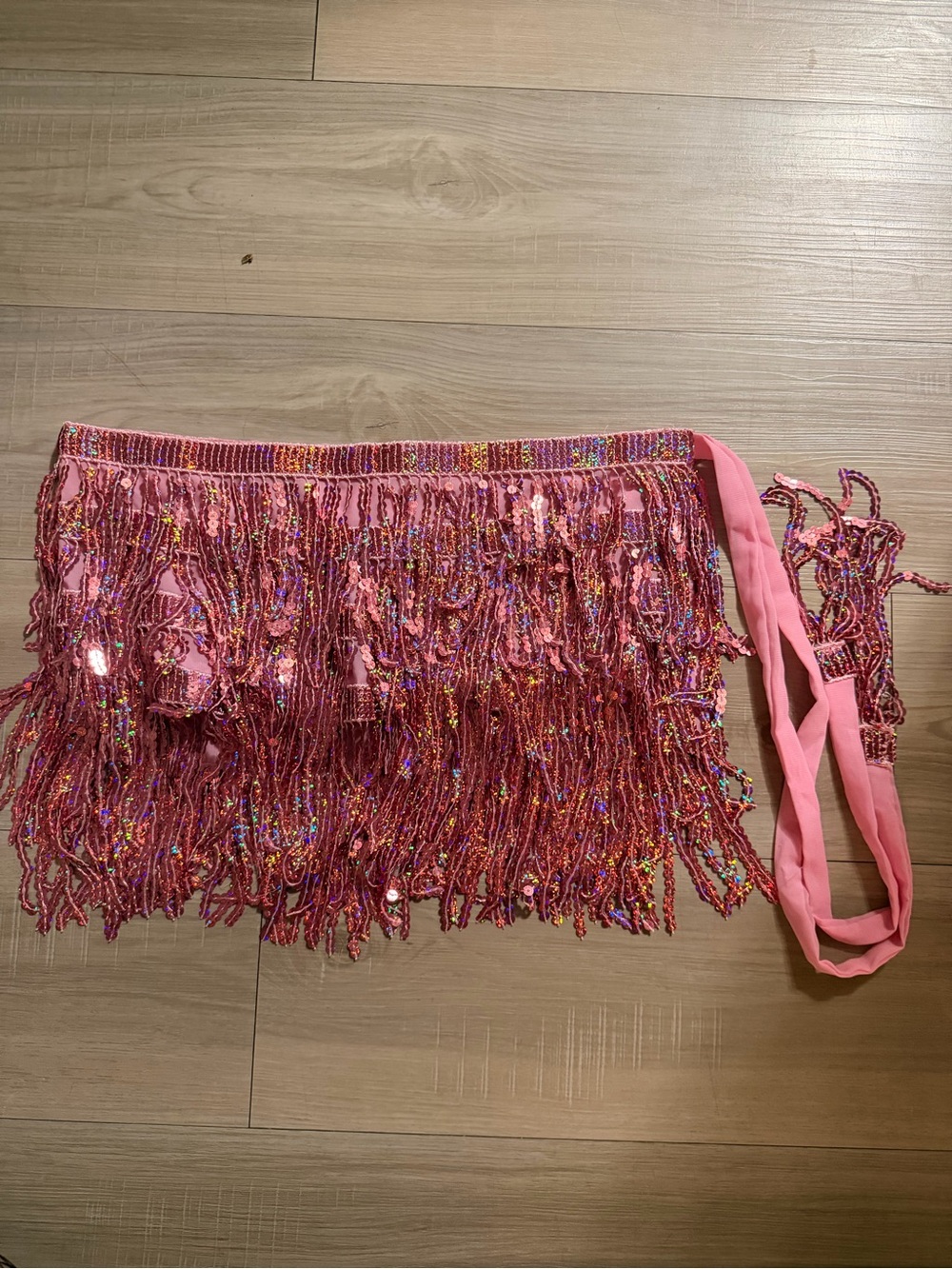 Pink Beaded Fringe adjustable skirt